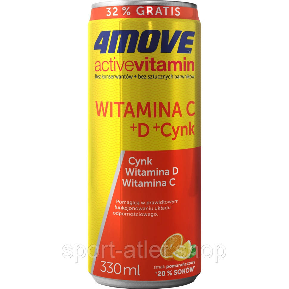 Вітаміни та мінерали 4MOVE Active Vitamin Vitamin C + D + Zink, 330 мл Апельсин