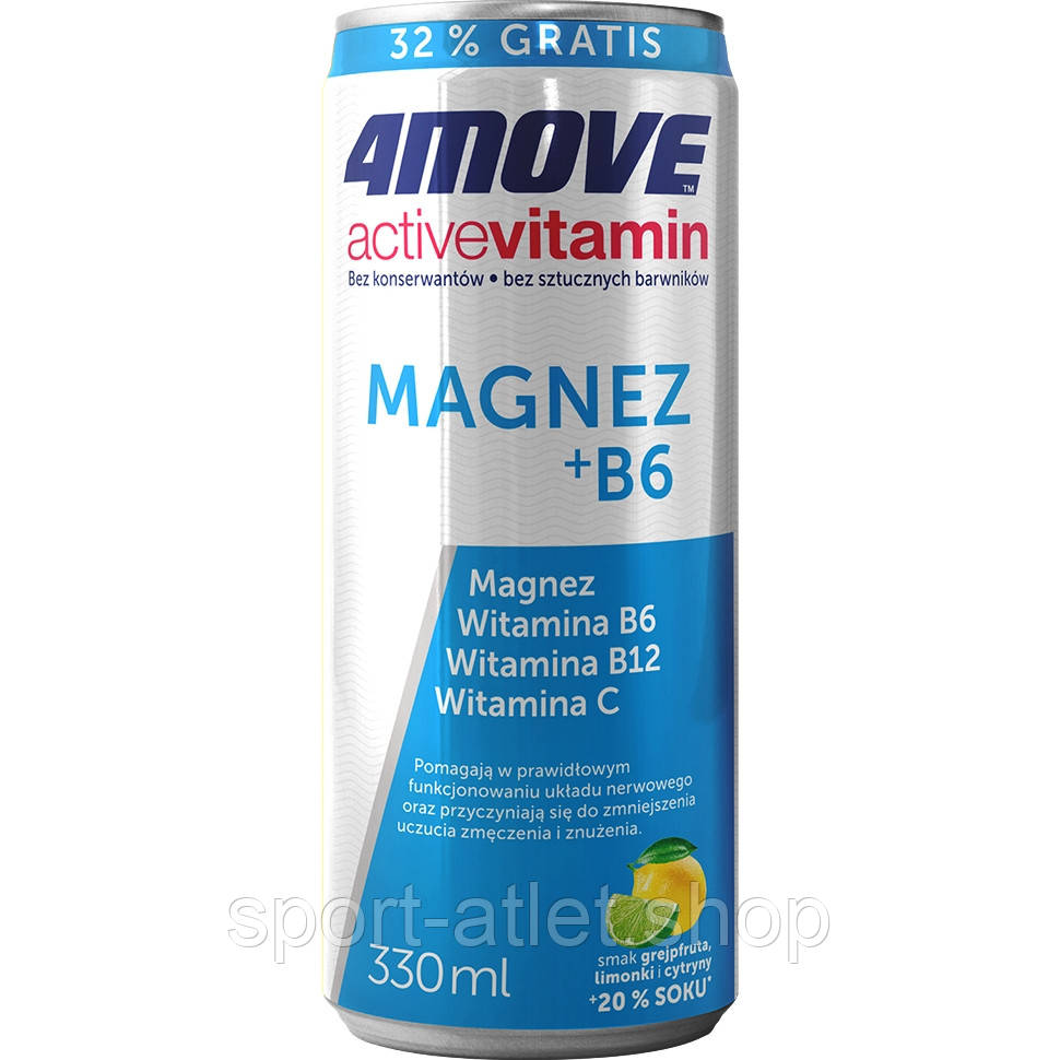 Вітаміни та мінерали 4MOVE Active Vitamin Magnesium + B6, 330 мл Грейпфрут-лимон-лайм