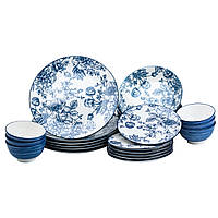 LOP Столовый сервиз тарелок 24 штуки керамических на 6 персон Синий
