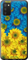 Чехол на Samsung Galaxy A03s A037F Жёлто-голубые цветы "1048u-2381-18101"
