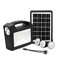 Портативная аккумуляторная станция для зарядки с фонарем, солнечной панелью (плюс 3 лампочки) GDTIMES GD-103