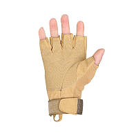 Тактичні рукавички безпалі Lesko E302 Sand Khaki XL військові армійські з відкритими пальцями ds