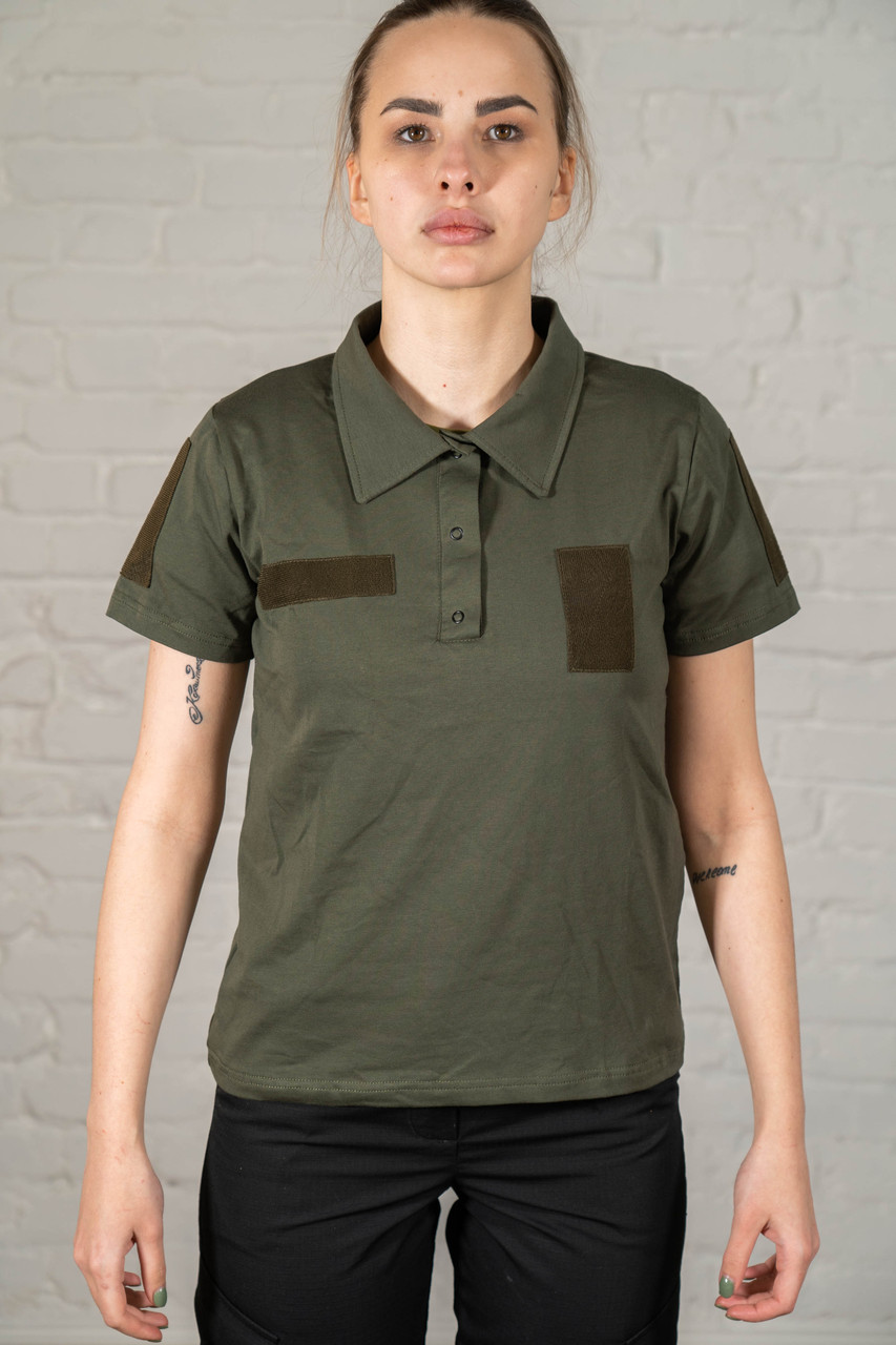 Поло хакі хб літнє для військових однотонна ус статутна жіноча армійська футболка олива бойова формена  WWW