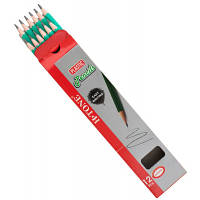Олівець графітний H-Tone НВ, пластиковий, з гумкою, зелений, 12 шт (PENCIL-HT-JJ30104) — Топ Продаж!