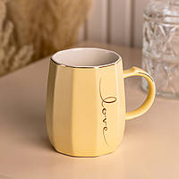 LOP Чашка керамическая для чая и кофе 400 мл Love Желтая
