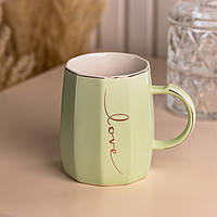 LOP Чашка керамическая для чая и кофе 400 мл Love Зеленая