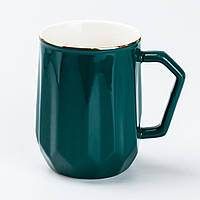 LOP Чашка керамическая для чая и кофе 400 мл кружка универсальная Зеленая