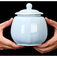 Чайница керамическая голубая для хранения чая 700 мл.