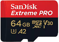 SanDisk Карта памяти microSD 64GB C10 UHS-I U3 R200/W90MB/s Extreme Pro V30 + SD Hutko Хватай Это