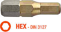 Насадка викруткова USH ISOTIN : HEX 4 x 25 мм. шестигранна, титанове покриття. Уп. 10 шт. Hutko Хватай Это