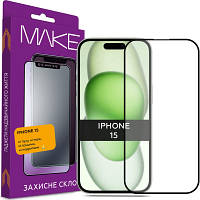 Стекло защитное MAKE Apple iPhone 15 (MGF-AI15) - Топ Продаж!