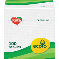 Салфетки столовые Ruta Ecolo Белые 1 слой 24х24 см 100 шт. (4820202890263) - Топ Продаж!