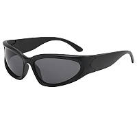 Спортивные черные очки Y2K солнцезащитные очки чёрного цвета с черными линзами вело спорта мужские и женские