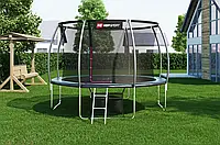 УСИЛЕННЫЙ БАТУТ премиум класса HOP-SPORT PREMIUM 12FT (366СМ) С ВНУТРЕННЕЙ СЕТКОЙ + мячики в ПОДАРОК Чёрно-зел