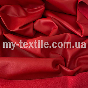 Тканина шкірозамінник на замшевій основі стрейч щільна 145 см Червоний