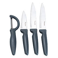 Набор ножей кухонных с овощечисткой 24 см 23.5 см 19.5 см Серый