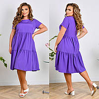 Летнее прогулочное женское платье большого размера фиолетовое