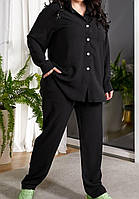 Жіночий літній костюм американський креп-жатка 50-52,54-56,58-60 великі розміри чорний