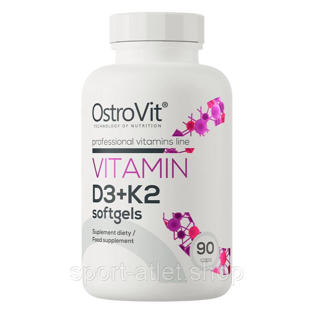 Вітаміни та мінерали OstroVit Vitamin D3+K2, 90 капсул