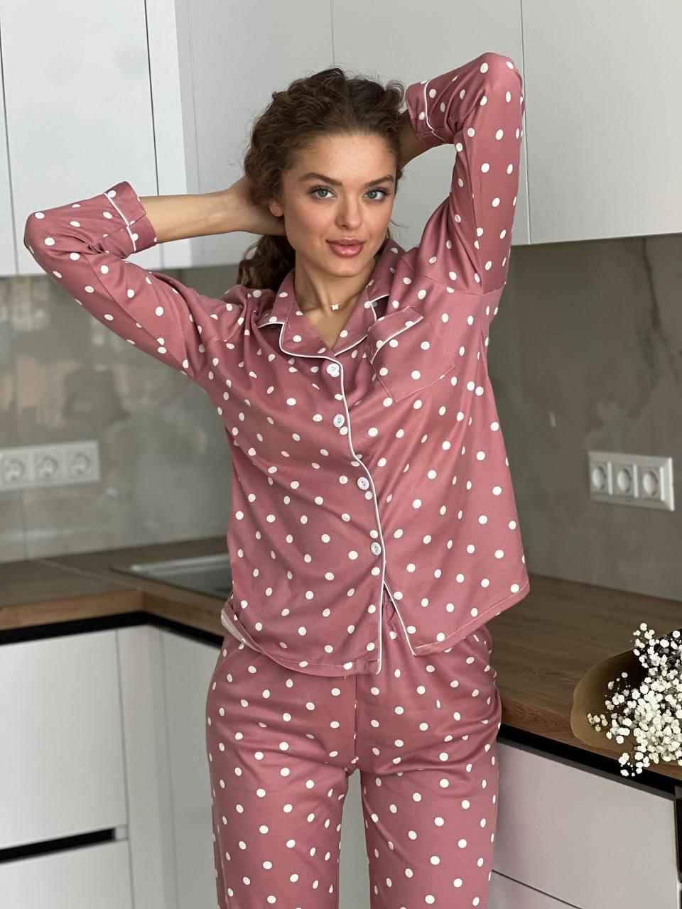 Жіноча піжама тканина котон і віскоза зручний легкий одяг для сну та дому комплект із сорочки та штанів м'яка