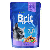 Влажный корм для кошек Brit Premium Cat Pouches with Cod Fish 100 г (8595602506002) - Топ Продаж!