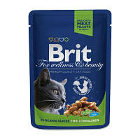 Влажный корм для кошек Brit Premium Cat Pouches Chicken Slices for Sterilised 100 г (8595602506033) - Топ