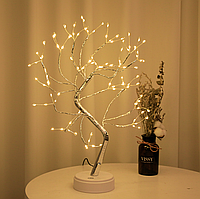 Настольное светодиодное дерево ночник Капля росы 50см 108LED батарейки + USB Новогоднее украшение Золото TKTK