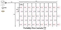 Twinkly Pro Smart LED Гирлянда Twinkly Pro Curtain RGBW 250 (10 по 25), IP65, AWG22 PVC Rubber зеленый Hutko