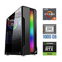 Игровой ПК Tower / AMD Ryzen 5 4500 (6 (12) ядер по 3.6-4.1 GHz) / 32 GB DDR4 / 1000 GB SSD / GeForce RTX