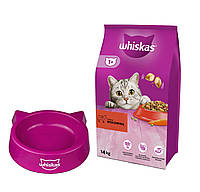 Корм для котів WHISKAS adult 14 kg яловичина + миска в подарунок