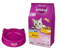 Корм для кастрированных кошек WHISKAS Sterile 14 kg курица + миска в подарок