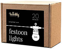 Twinkly Smart LED Гирлянда Twinkly Festoon RGB 20, G45, Gen II, IP44, 10м, кабель черный Hutko Хватай Это