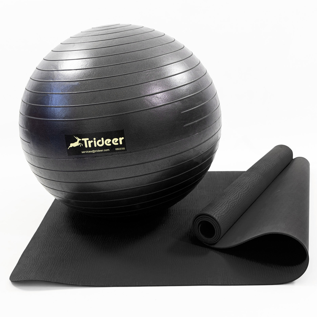 Килимок для йоги та фітнесу (каремат) + фітбол м'яч для фітнесу, вагітних 55 см OSPORT Set 90 (n-0120) Чорно-чорний