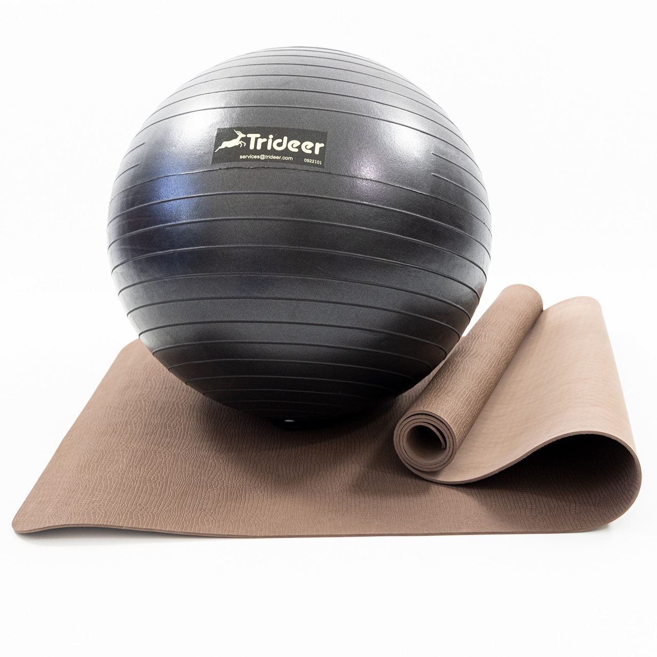 Килимок для йоги та фітнесу (каремат) + фітбол м'яч для фітнесу, вагітних 55 см OSPORT Set 90 (n-0120) Коричнево-чорний