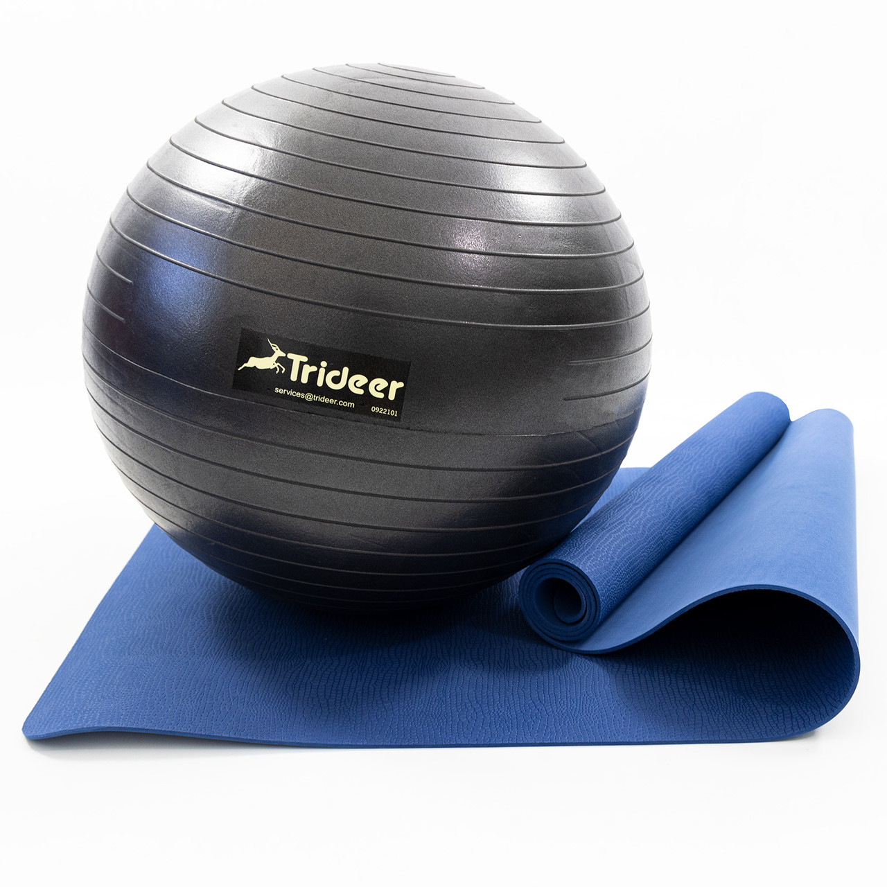Килимок для йоги та фітнесу (каремат) + фітбол м'яч для фітнесу, вагітних 55 см OSPORT Set 90 (n-0120) Синьо-чорний
