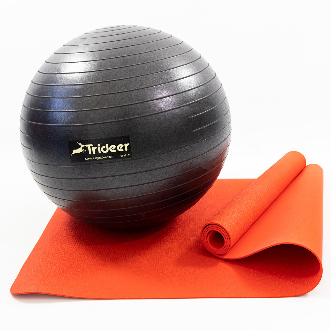 Килимок для йоги та фітнесу (каремат) + фітбол м'яч для фітнесу, вагітних 55 см OSPORT Set 90 (n-0120) Червоно-чорний