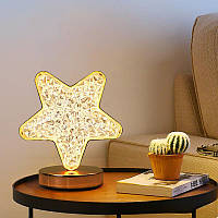 Настольная хрустальная лампа Звезда прикроватная с Usb-портом светильник сенсорный ночник портативный золотой