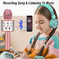 Bluetooth караоке мікрофон портативний бездротовий 858 WS зі зміною голосу ручний дитячий MP3 колонка 2в1 TKTK