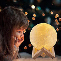 Ночник лампа луна Magic 3D Moon Light 18 см с пультом, Светильник-ночник беспроводной аккумуляторный 7 цветов