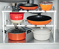 Регульована кухонна полиця для зберігання кухонного приладдя Kitchen Rack Органайзер на кухню 38-70 см