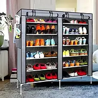 Портативный тканевой шкаф-органайзер К66 для хранения вещей и обуви на 2 секции TKTK