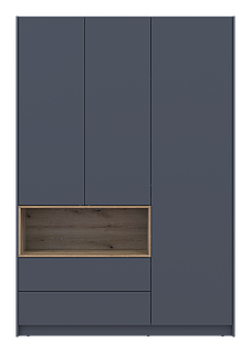 Стильна шафа з нішею Дейл 150х52х220, колір графіт/дуб евок. Розпашна шафа для одягу в спальню, вітальню