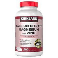 Цитрат кальция магний цинк витамин Д3 Kirkland Signature Calcium Citrate Magnesium Zinc 500 таблеток