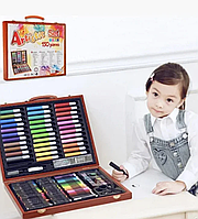 Дитячий набір для творчості Kartal 150 предметів для малювання в дерев'яній валізці TKTK