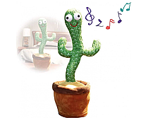 Танцующий и поющий кактус Dancing Cactus 34см свето-музыкальная игрушка с функцией повторения и подсветкой