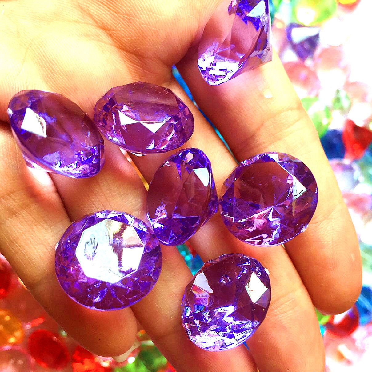 Акрилові діаманти фіолетового кольору RESTEQ 100 шт/уп. Акрилові дорогоцінні камені фіолетові. Діаманти з акрилу. Декоративні