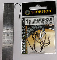 Крючки форелевые Scorpion Trout Single с большим ухом N 1, 1/0