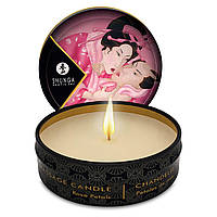 Массажная свеча Shunga Mini Massage Candle - Rose Petals (30 мл) с афродизиаками SEXX
