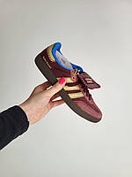 Женские демисезонные кроссовки Adidas Samba x Walles Bonner Burgundy (бордовые) стильные кроссы 587 Адидас