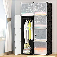 Пластиковый шкаф-органайзер для одежды на 2 секции Storage Cube Cabinet «МР 28-51» Черный TKTK